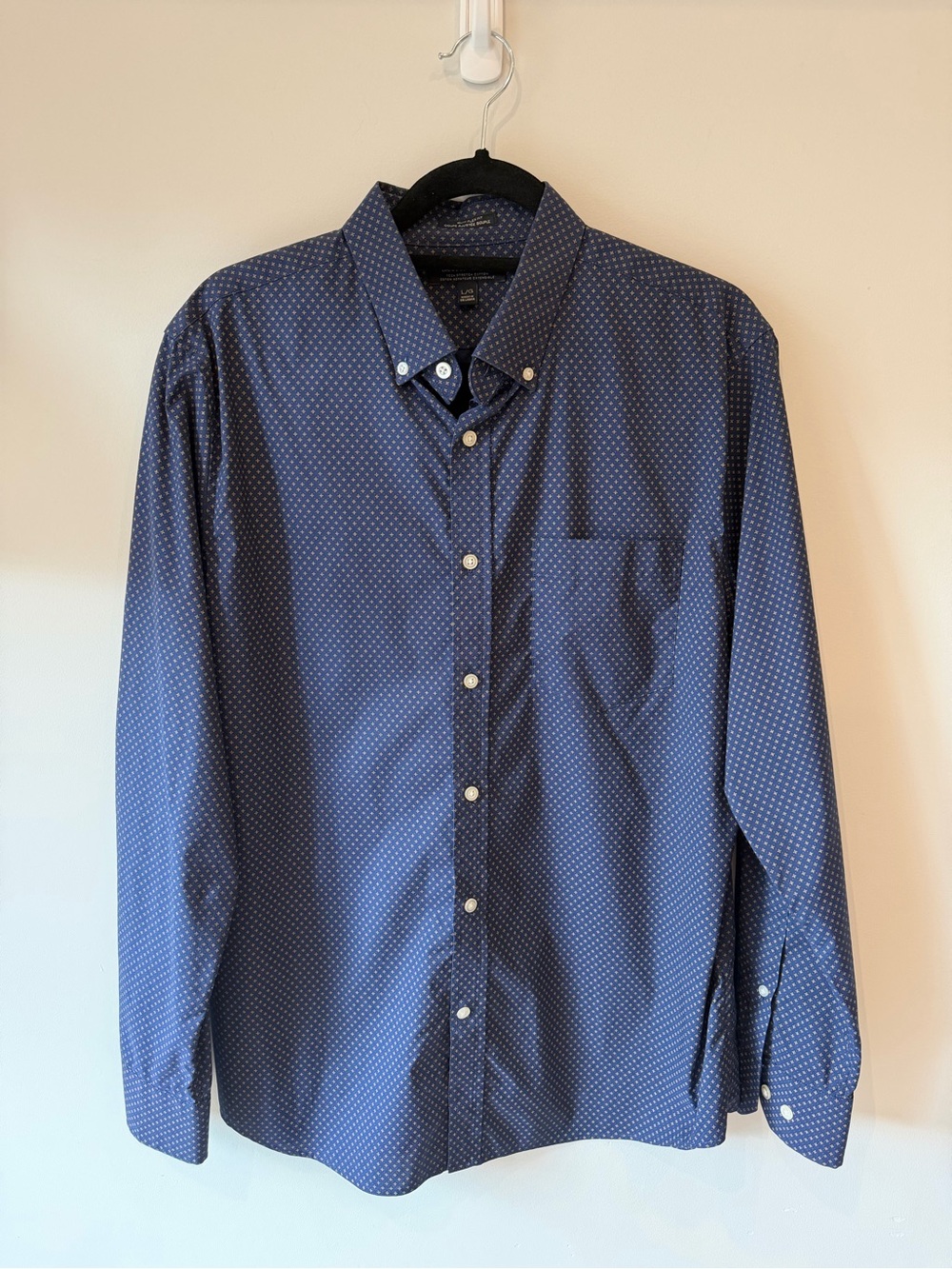 Banana Republic Slim Flex Fit Tech Stretch Shirt Men’s Large Blue Print